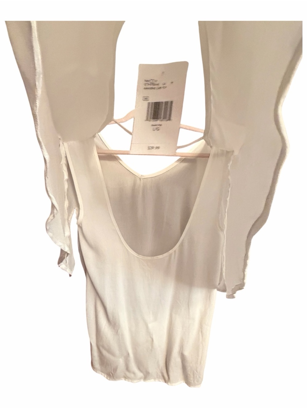 Guess Ladies white cape sleeve popover blouse - Size Large-NWT - Picture 6 of 11